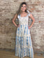 Floral Patched Dress ~ Blue & Tan