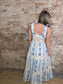 Floral Patched Dress ~ Blue & Tan
