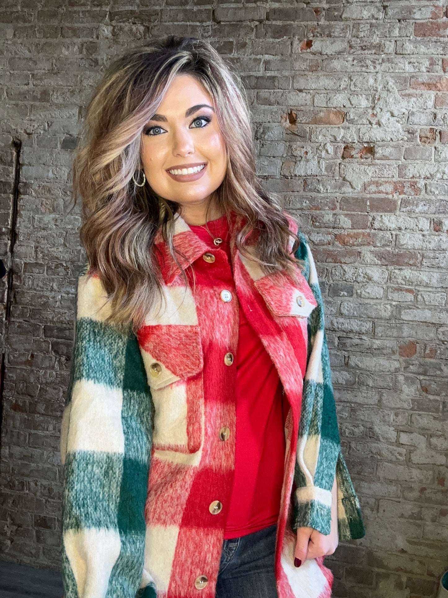 Cozy Red and Green Shacket