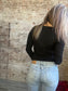 Long Sleeve Scoop Neck with Lace Trim Rib Knit Top
