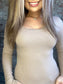 Long Sleeve Scoop Neck with Lace Trim Rib Knit Top