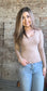 Long Sleeve Scoop Neck with Lace Trim Rib Knit Top