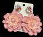 Jeweled Floral Bead Mix Drop Earrings: Pink