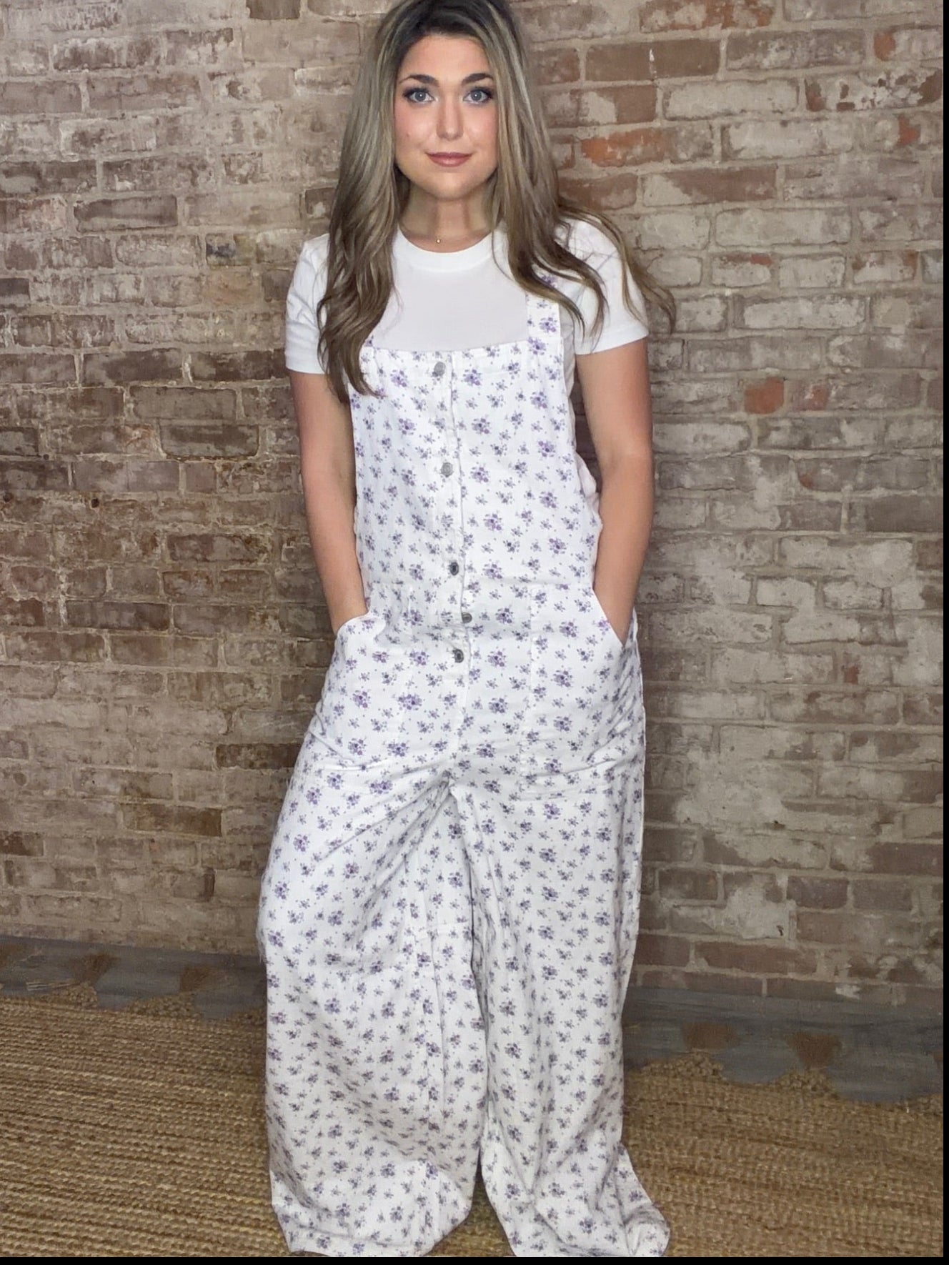 Floral Overalls ~ Lavender & White