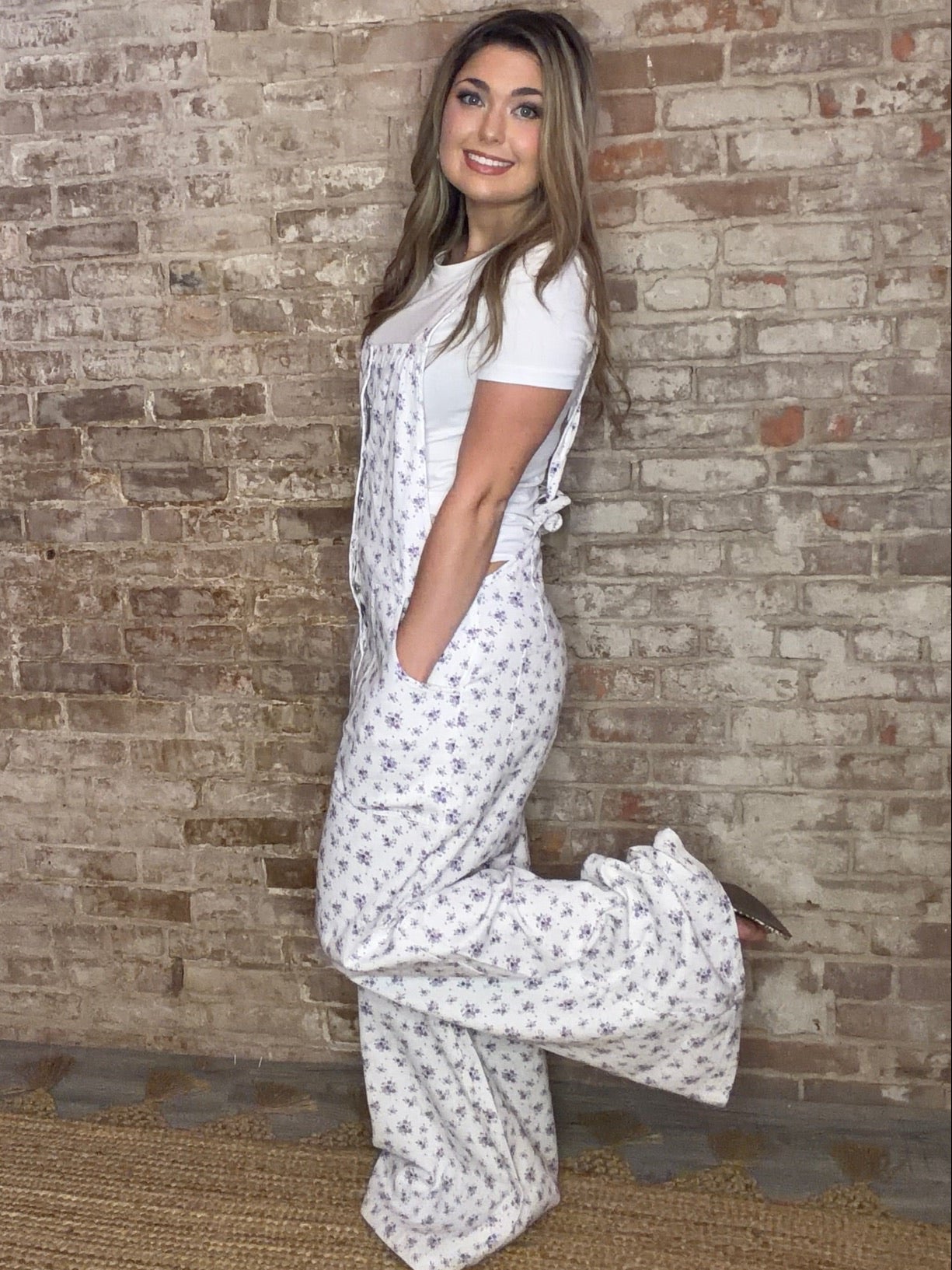 Floral Overalls ~ Lavender & White