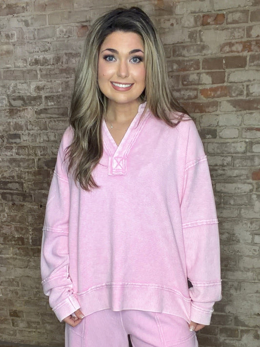 Pink V-Neck Comfy Top