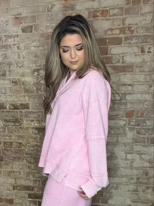 Pink V-Neck Comfy Top