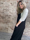Wave Ribbed Jumpsuit with Pockets ~ Solid  Black