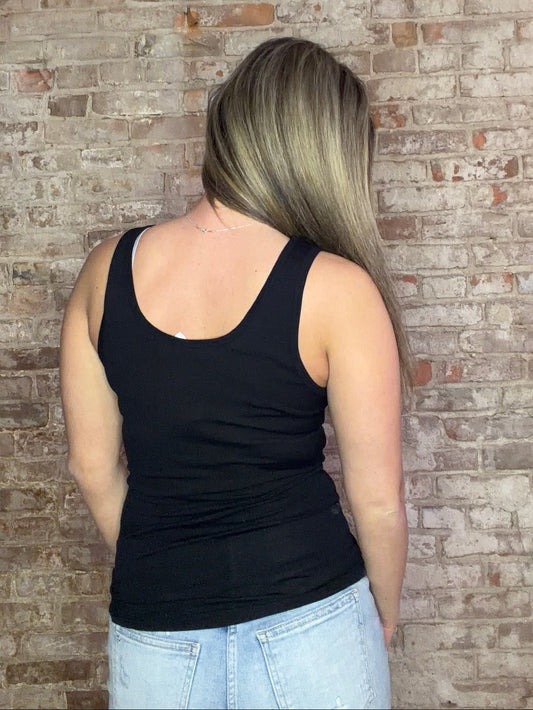 Scoop Neck Tank Top ~Black