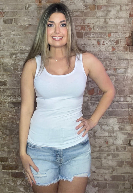 Scoop Neck Tank Top ~ White