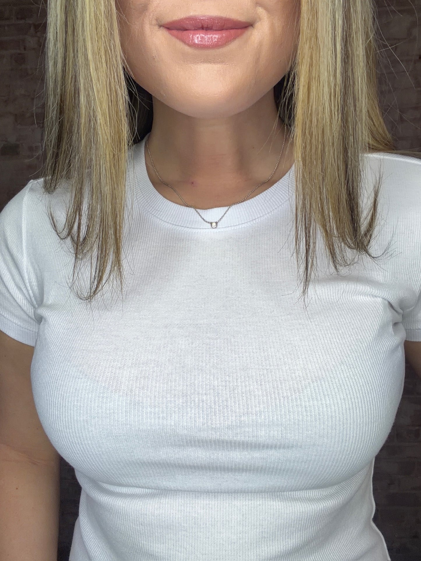 Round Neck Ribbed T-Shirt ~ White
