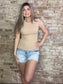 Round Neck Ribbed T-Shirt ~ Tan