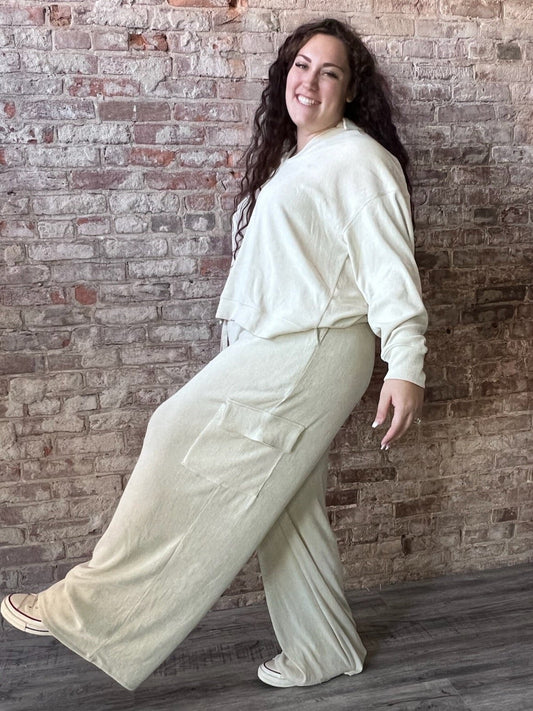 Curvy Knit Cargo Pants ~ Mocha