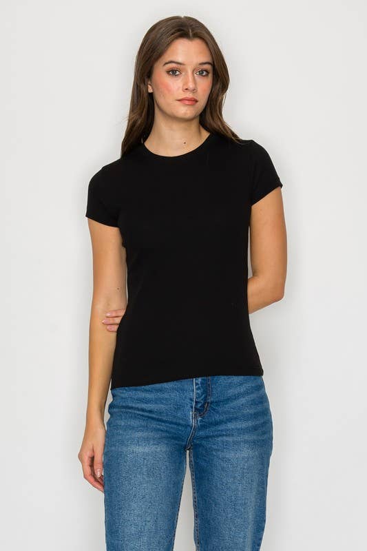 Vanilla Monkey - Short Sleeve Mini Ribbed Tee