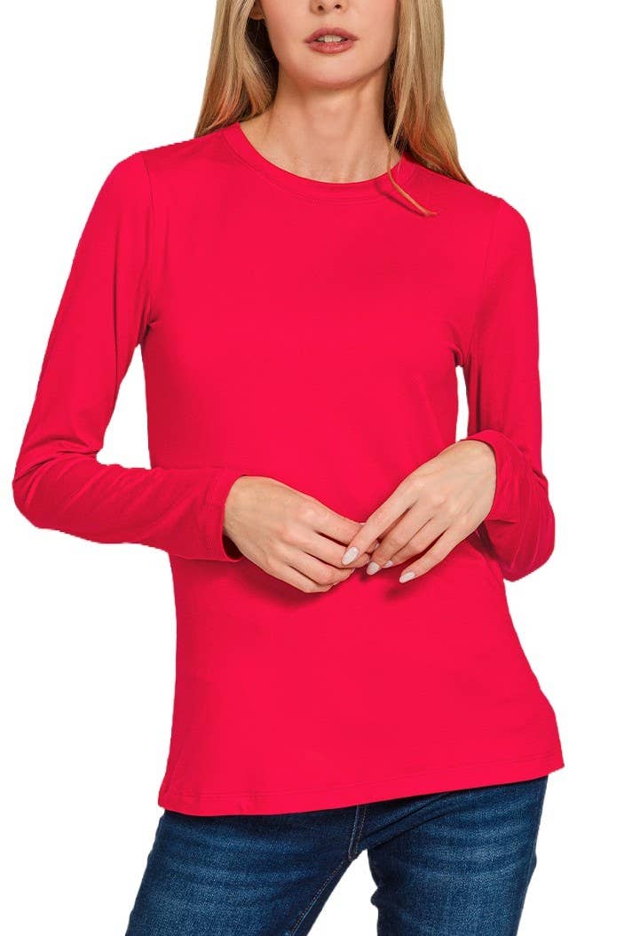 Vanilla Monkey - Brushed Microfiber Long Sleeve Round Neck Tee