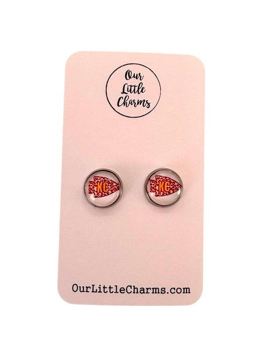 Our Little Charms - KC Arrowhead Football Stud Earrings