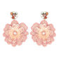 Jeweled Floral Bead Mix Drop Earrings: Pink