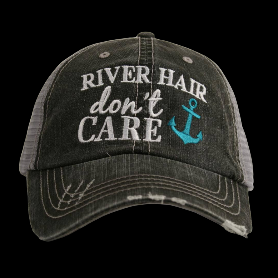 RIVER HAIR Don't Care Trucker Hats - Teal
