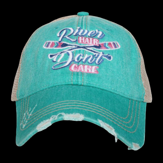 River Hair Don't Care (Paddle) Trucker Hats (AQUA)
