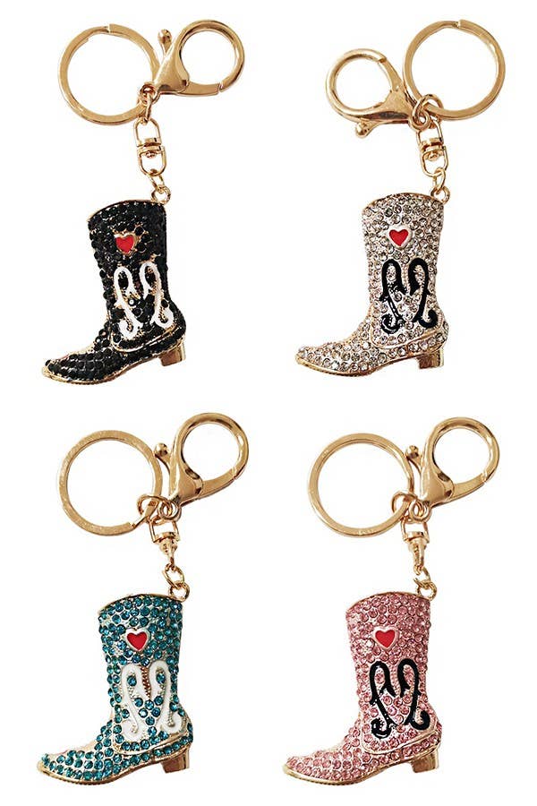 Western Boots Rhinestone Embellished Key Chain