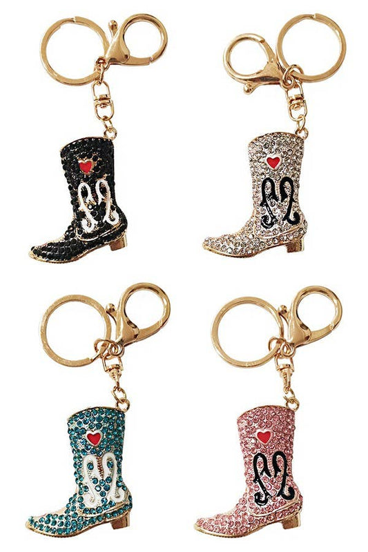 Western Boots Rhinestone Embellished Key Chain